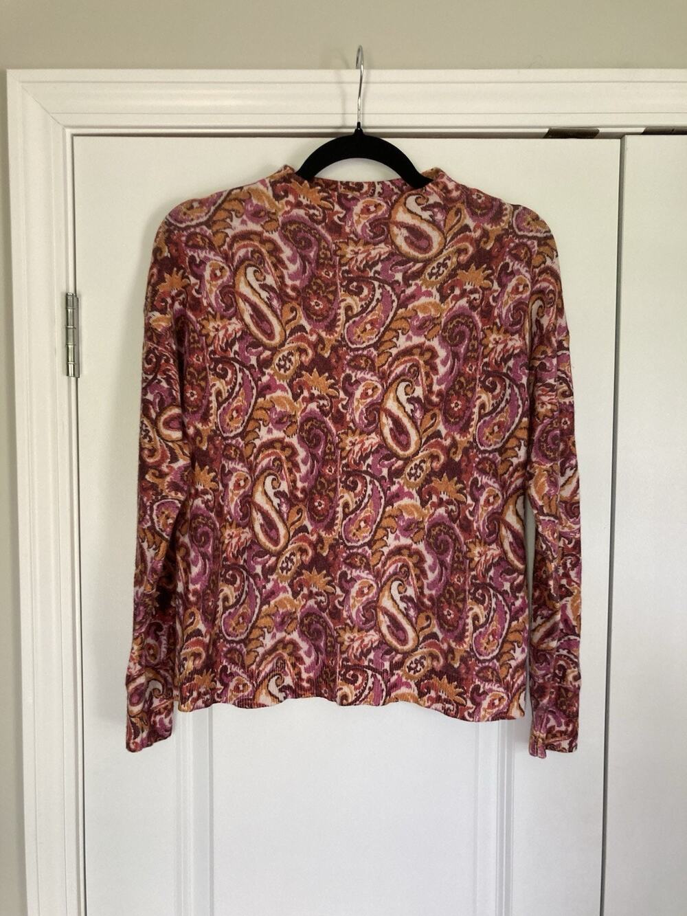 Garnet Hill 100% Cashmere Paisley Pullover Crewneck Sweater Women’s Size Small